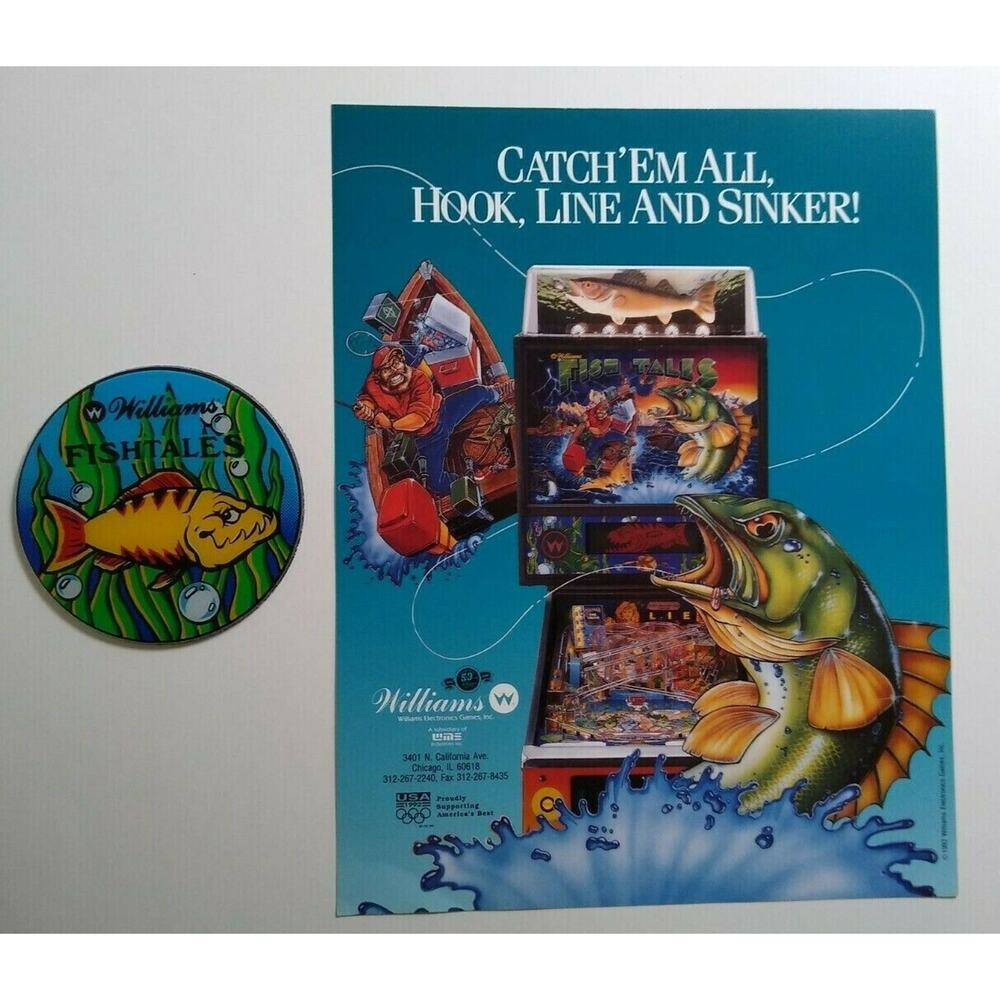 Fishtales Original Promo Plastic Coaster & Flyer Fisherman Humor 1992 Vintage